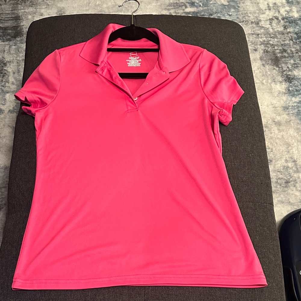 Hanes Women's Pink Polo Shirt